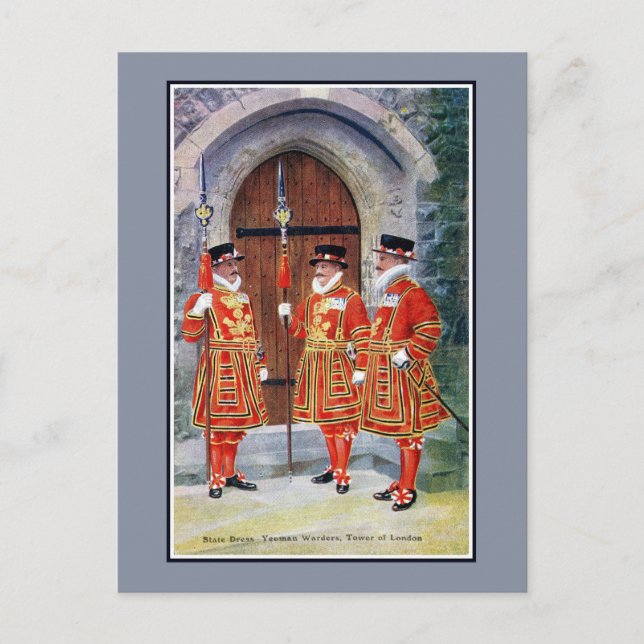 Vintager Staat Kleid Yeoman Warders Tower London Postkarte (Vorderseite)