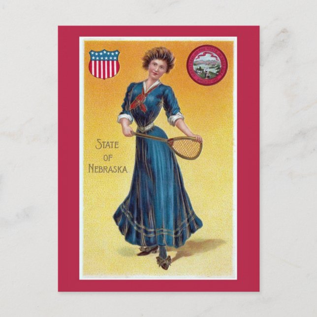 Vintager Staat, Nebraska, Tennis Postkarte (Vorderseite)