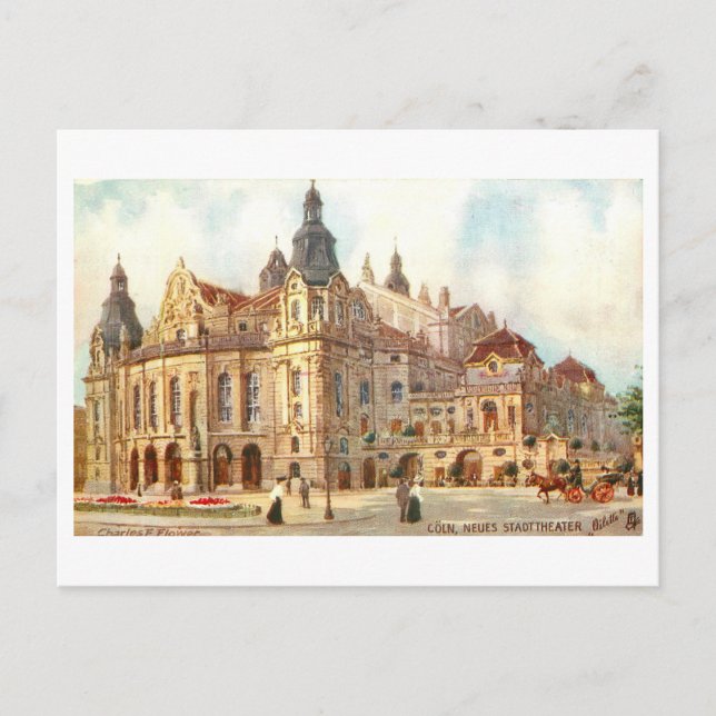 Vintager Staat Theater in Köln/Koln, Deutschland Postkarte (Vorderseite)