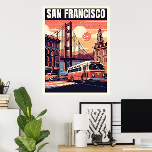 Vintager Stadtbus von San Francisco, Kalifornien Poster