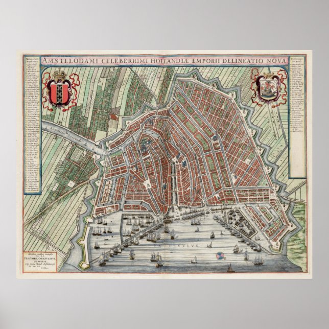 Vintager Stadtplan von Amsterdam Poster (Vorne)