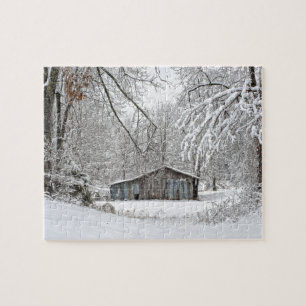 Vintager Stall im Fresh Snow - Rural Tennessee Fot