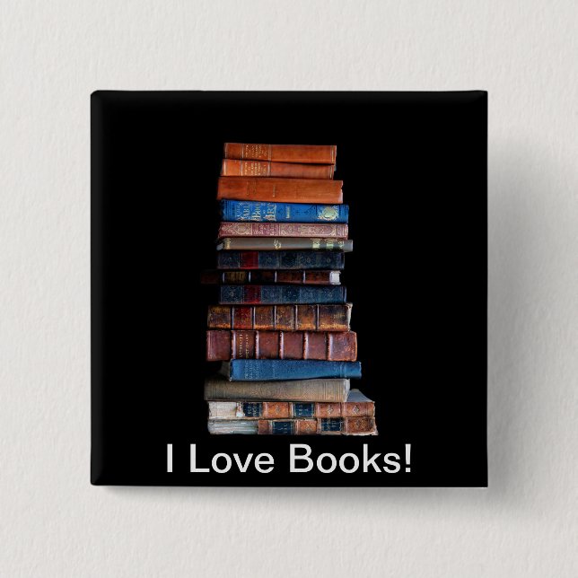 Vintager Stapel alter Bücher Button (Vorderseite)