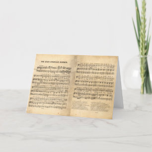 Vintager Star Spangled Banner Song Sheet Texte Karte