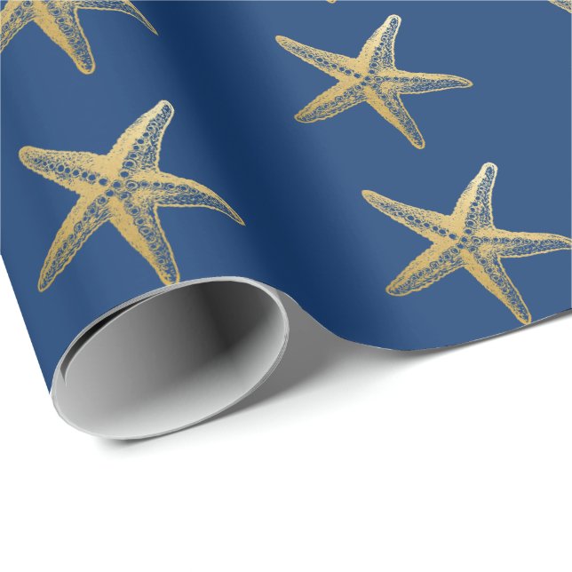Vintager Starfish Sketch Geschenkpapier (Rolleneckpunkt)