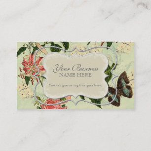 Vintager Stargazer-Lilien-Rosen-Schmetterlingn Visitenkarte