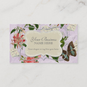 Vintager Stargazer-Lilien-Rosen-Schmetterlingn Visitenkarte