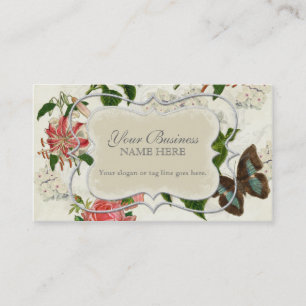 Vintager Stargazer-Lilien-Rosen-Schmetterlingn Visitenkarte