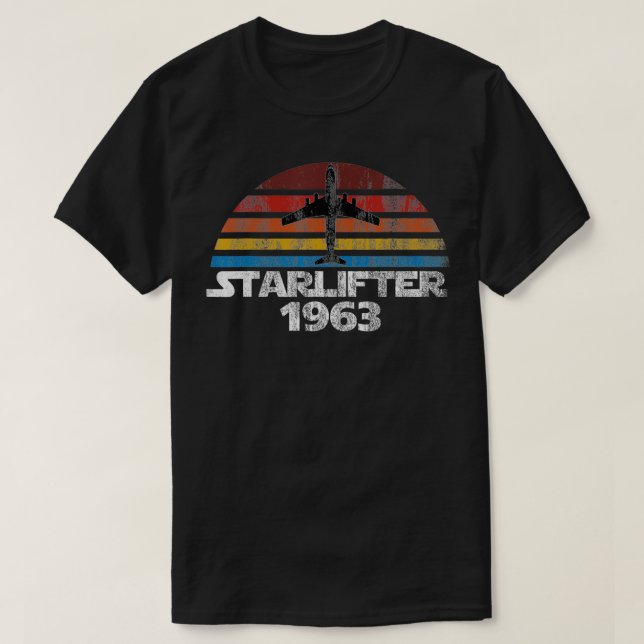 Vintager Starlifter C141  Sonnenuntergang mit mehr T-Shirt (Design vorne)