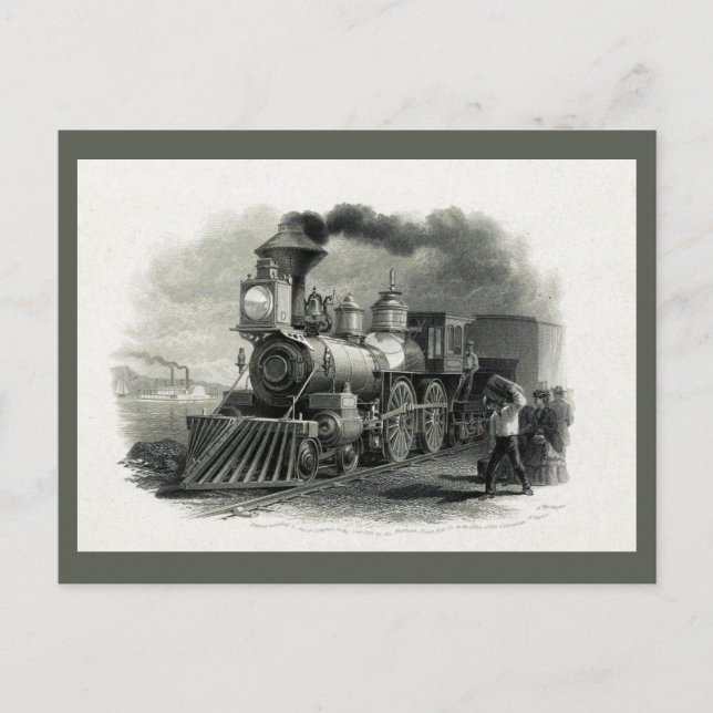 Vintager Steam Motor Train Postkarte (Vorderseite)