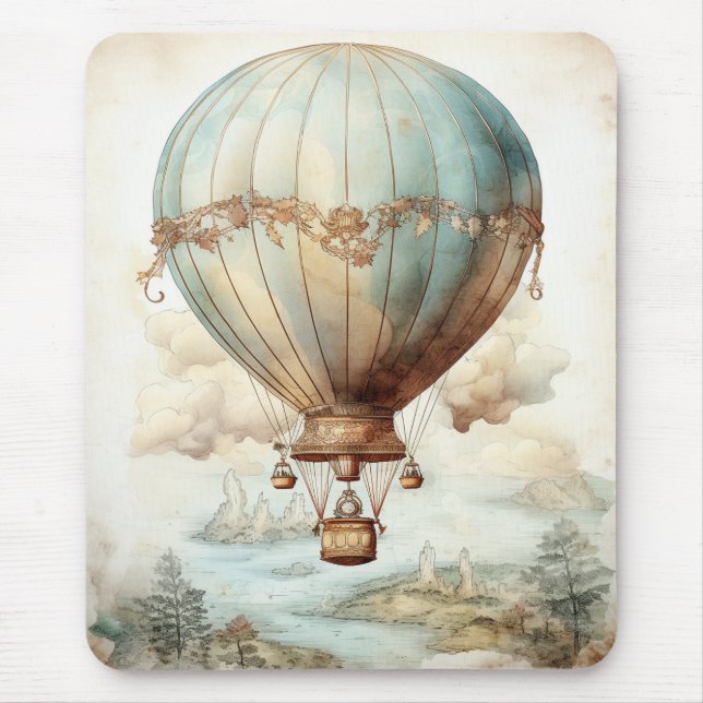 Vintager Steampunk-Heißluftballon (2) Mousepad (Vorne)
