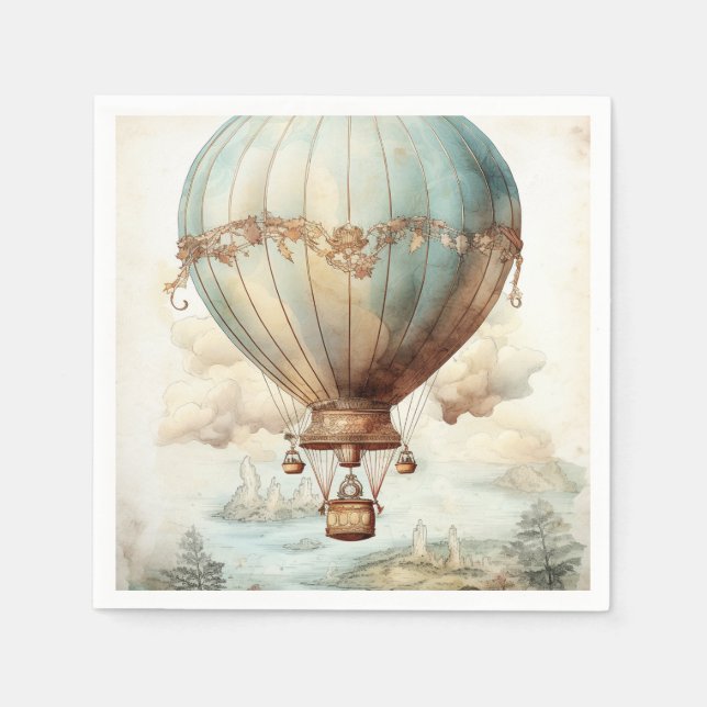 Vintager Steampunk-Heißluftballon (2) Serviette (Vorderseite)