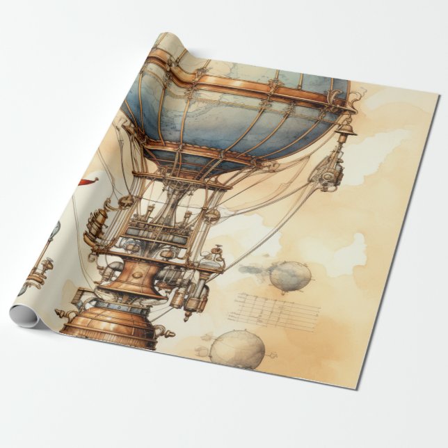 Vintager Steampunk-Heißluftballon (3) Geschenkpapier (Ungerollt)