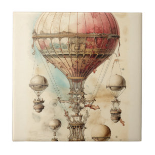 Vintager Steampunk-Heißluftballon (4) Fliese