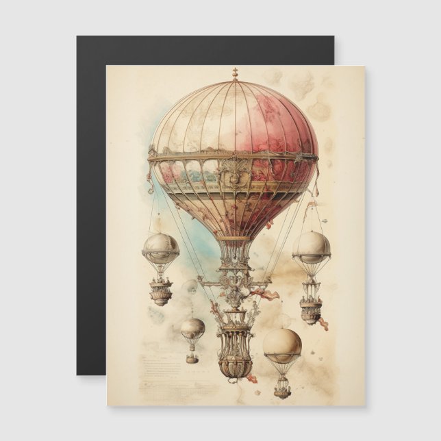 Vintager Steampunk-Heißluftballon (4) Magnetkarte (Vorne/Hinten)