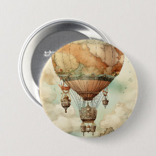 Vintager Steampunk-Heißluftballon (5) Button