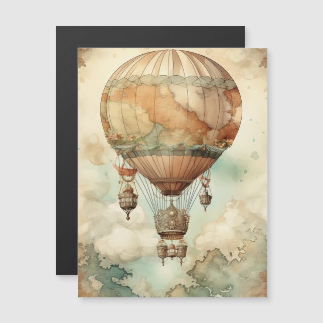Vintager Steampunk-Heißluftballon (5) Magnetkarte (Vorne/Hinten)