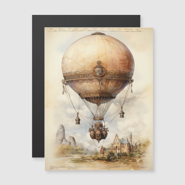 Vintager Steampunk Heißluftballon Magnetkarte (Vorne/Hinten)