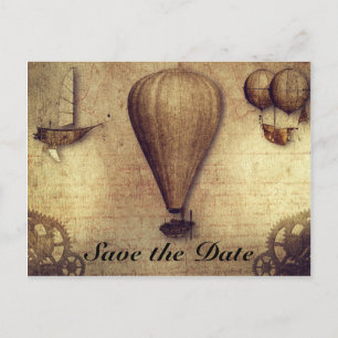 Vintager Steampunk Zahn-Ballon Save the Date Ankündigungspostkarte