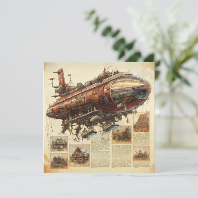 Vintager Steampunk Zeppelin (11) (Stehend Vorderseite)