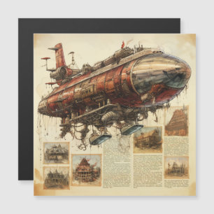 Vintager Steampunk Zeppelin (11) Magnetkarte
