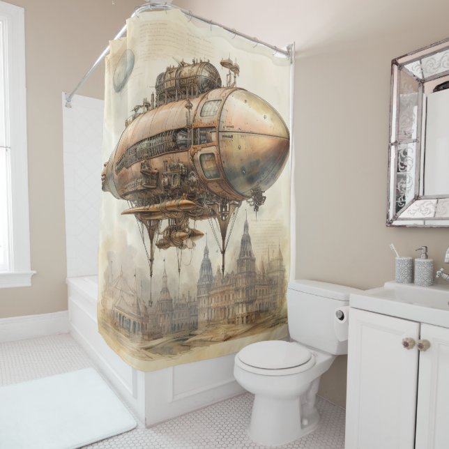 Vintager Steampunk Zeppelin (12) Duschvorhang (Beispiel)