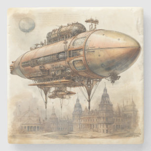 Vintager Steampunk Zeppelin (12) Steinuntersetzer