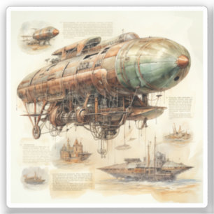 Vintager Steampunk Zeppelin (4) Aufkleber