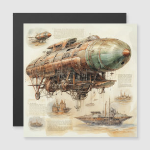 Vintager Steampunk Zeppelin (4) Magnetkarte