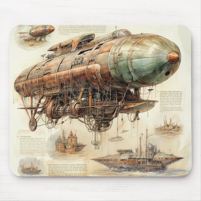Vintager Steampunk Zeppelin (4) Mousepad (Vorne)