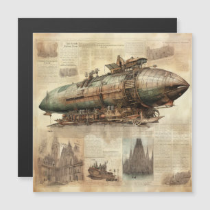 Vintager Steampunk Zeppelin (5) Magnetkarte