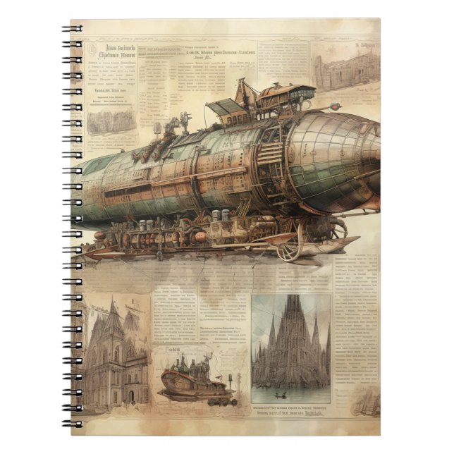 Vintager Steampunk Zeppelin (5) Notizblock (Vorderseite)