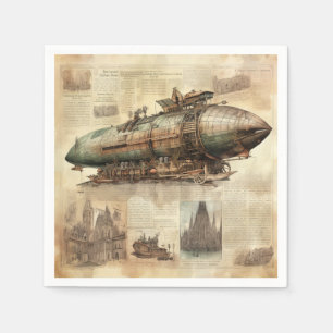 Vintager Steampunk Zeppelin (5) Serviette