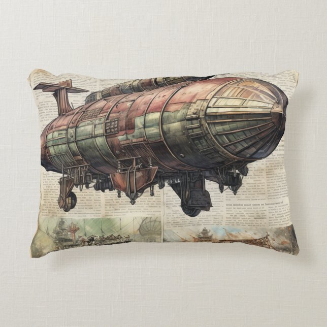 Vintager Steampunk Zeppelin (6) Dekokissen (Vorderseite)