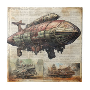 Vintager Steampunk Zeppelin (6) Fliese