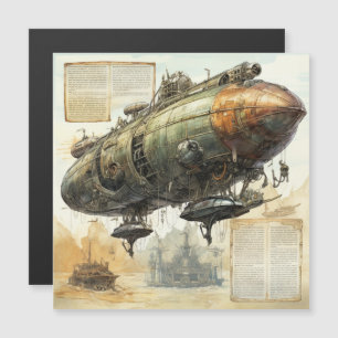 Vintager Steampunk Zeppelin (8) Magnetkarte