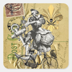 Vintager Steampunkpirat Quadratischer Aufkleber