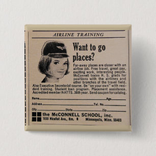 Vintager Stewardess-Flugbegleiter Button