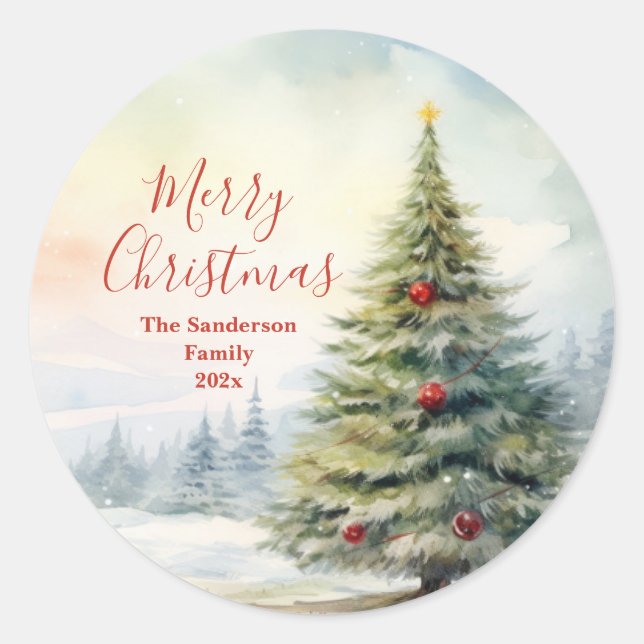 Vintager Sticker für Evergreen Christmas Tree (Vorderseite)