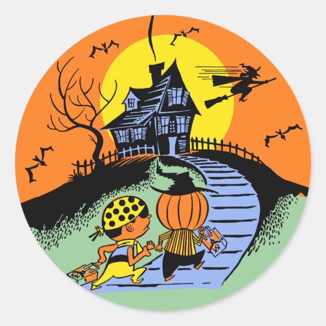 Vintager Sticker für Halloween-Trick oder Kids-Beh (Vorderseite)