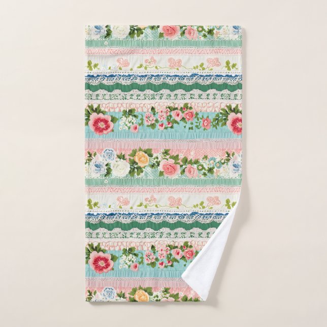Vintager Stickereieffekt Badhandtuch Set (Handtuch)