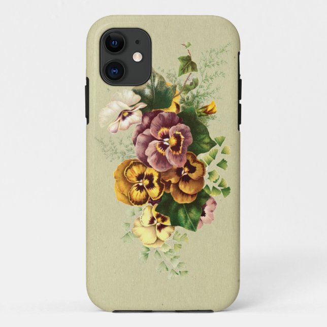 Vintager Stiefmütterchen-Blumenstrauß Case-Mate iPhone Hülle (Rückseite)