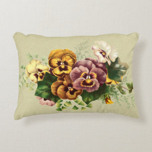Vintager Stiefmütterchen-Blumenstrauß Zierkissen