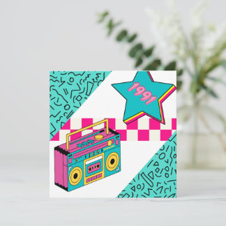 Vintager Stil 1991 Stereo Einladung