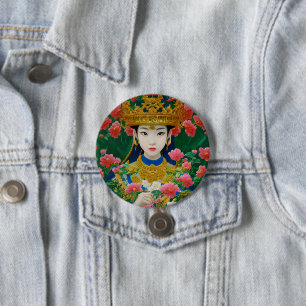 Vintager Stil Abstraktes Asiatisches Mädchen mit B Button