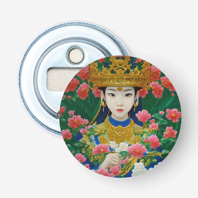 Vintager Stil Abstraktes Asiatisches Mädchen mit B Flaschenöffner (Vorderseite)