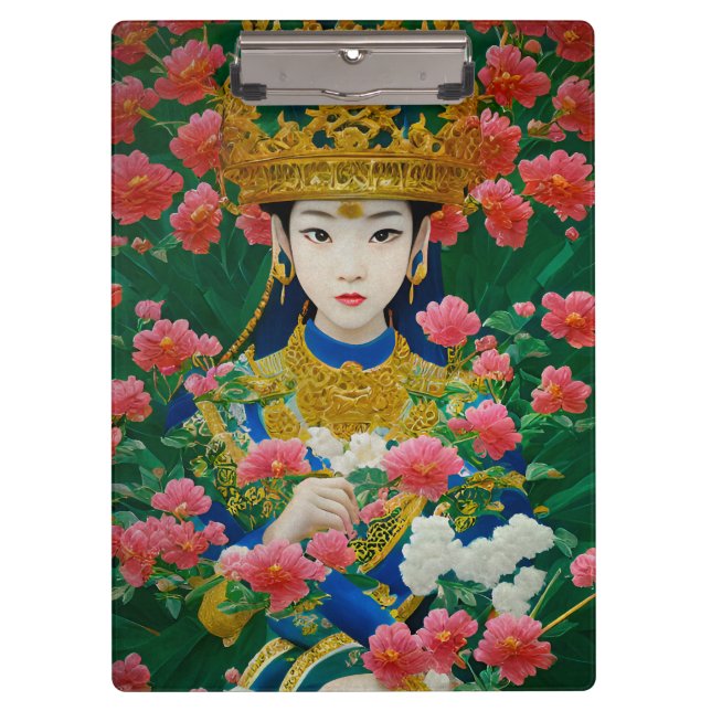 Vintager Stil Abstraktes Asiatisches Mädchen mit B Klemmbrett (Vorderseite)