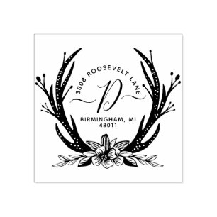 Vintager Stil Antler Horns Blumenmuster Blume Mono Gummistempel
