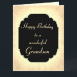 Vintager Stil Birthday Grandson Karte<br><div class="desc">Stilvoll und Chic Happy Birthday Grandson Design Grußkarte.</div>
