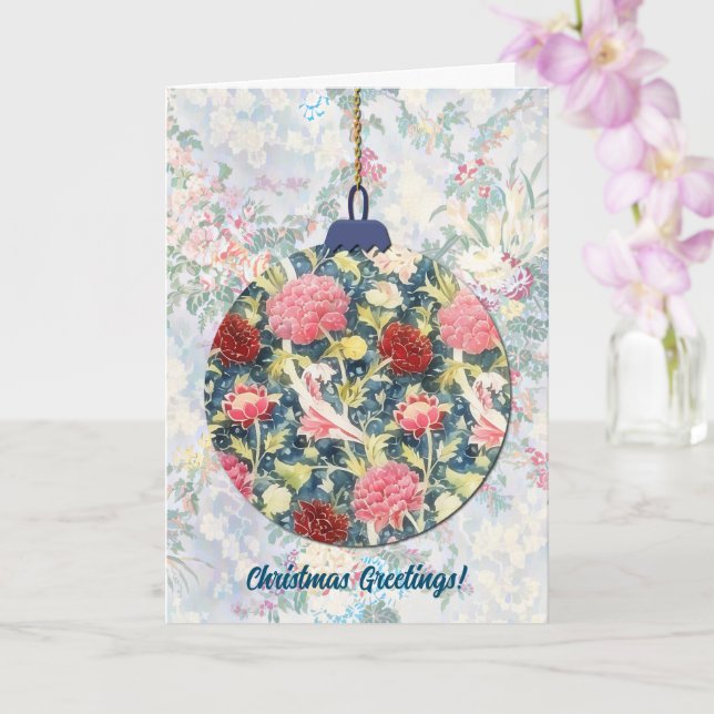 Vintager Stil Blauer Blumenstrauß Weihnachtsschmuc Karte (Orchidee)